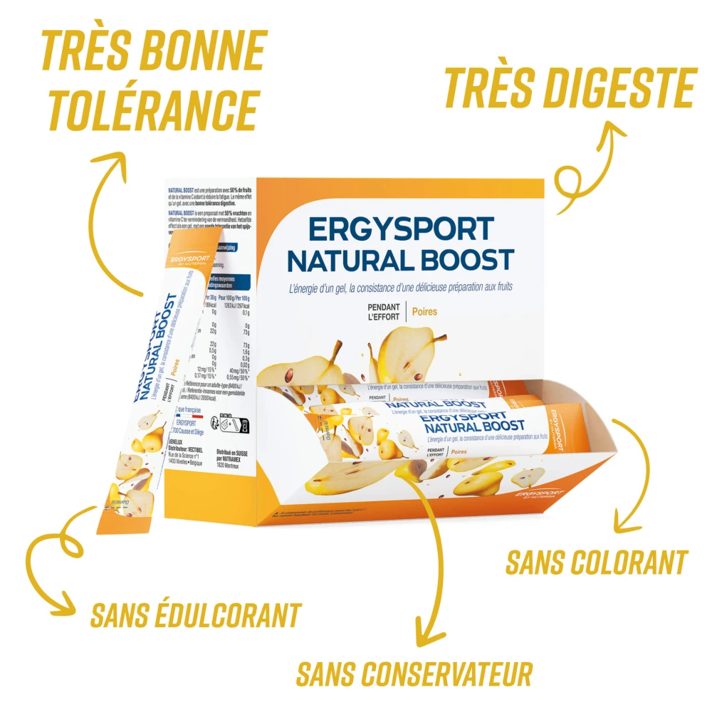 Étui 30 sticks ERGYSPORT NATURAL BOOST Poire