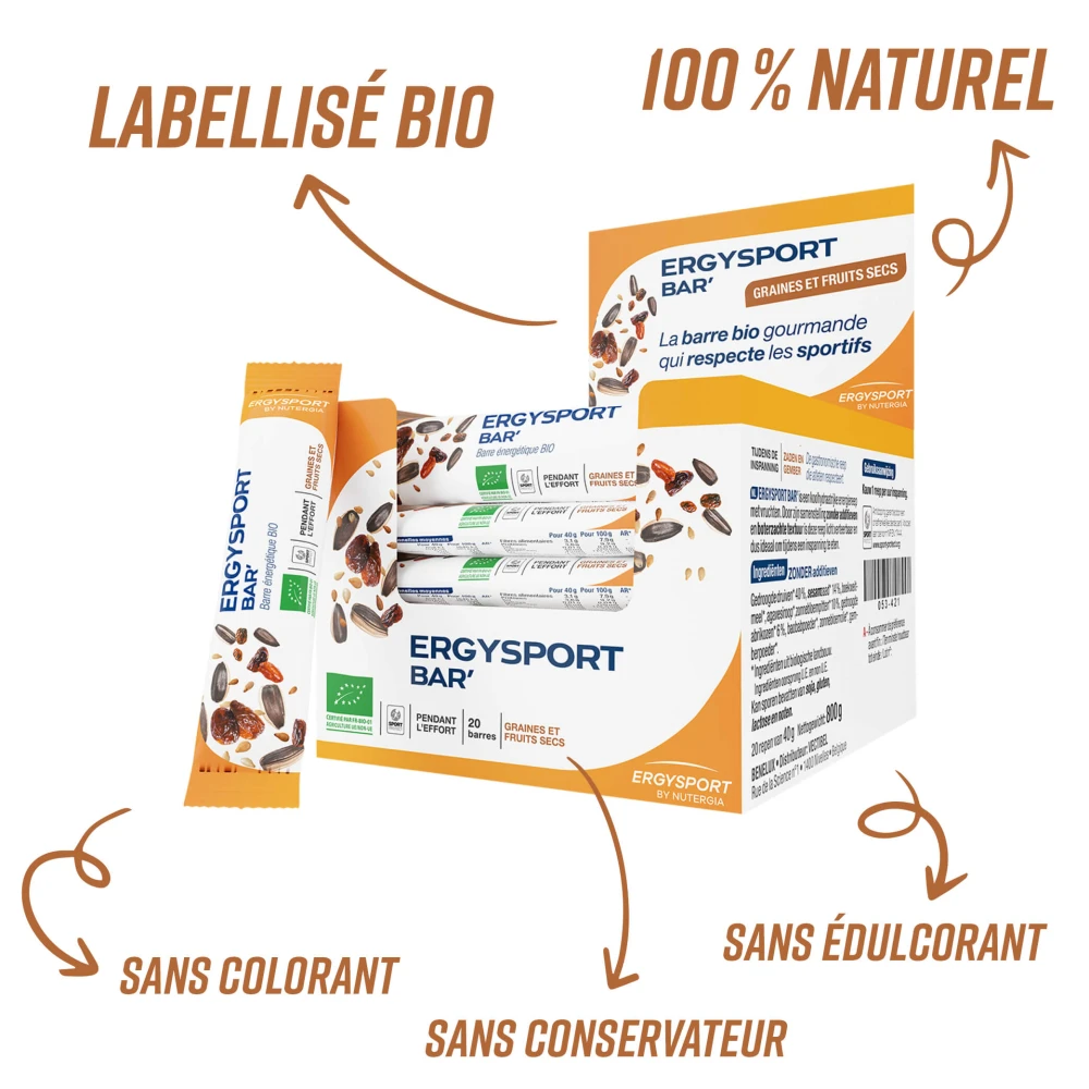 Étui 20 barres ERGYSPORT BAR' Graines et fruits secs